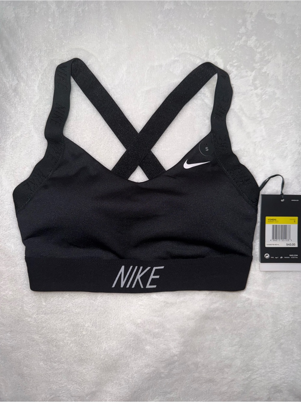 Nike Black Cross-Back Logo Sports Bra